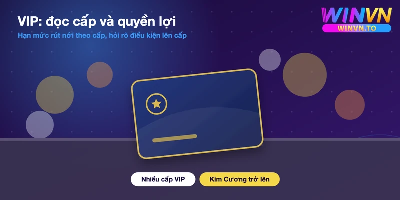 Chương trình VIP Winvn nhiều cấp, từ Kim Cương trở lên không giới hạn giá trị rút theo công bố