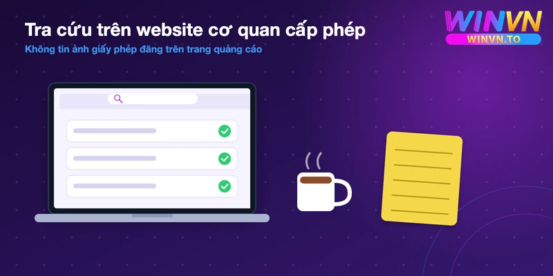 Tra cứu giấy phép trên website cơ quan cấp phép bằng laptop